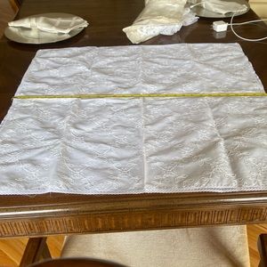 White embroidered table cloth 28x28 square